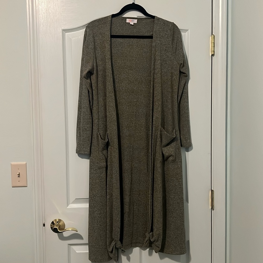 LulaRoe Ribbed Sarah Gray/Black Small